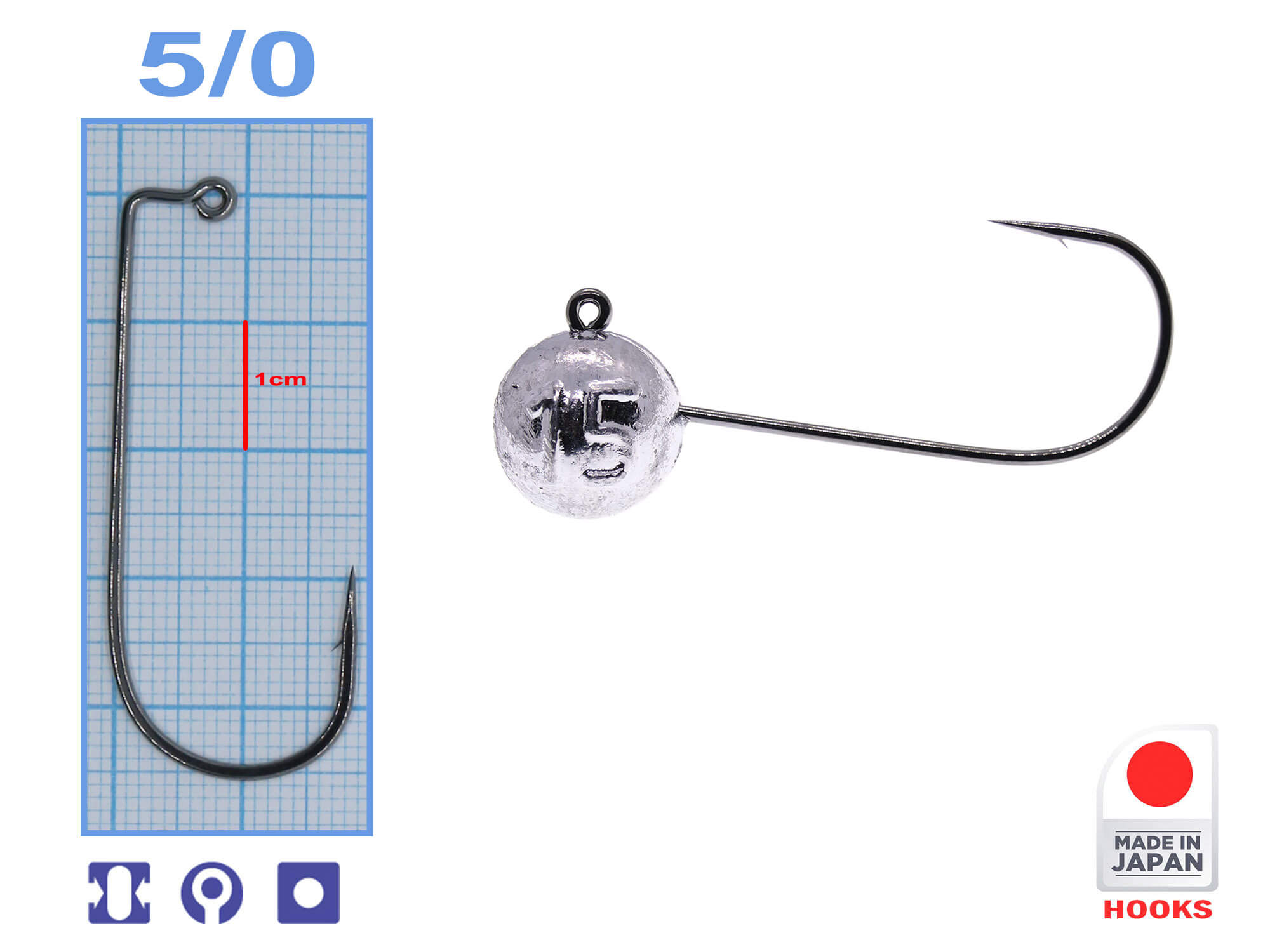 M-MJIG50-15 M.Hooks MicroJig Bila, marime 5/0, 15gr (5buc/plic)