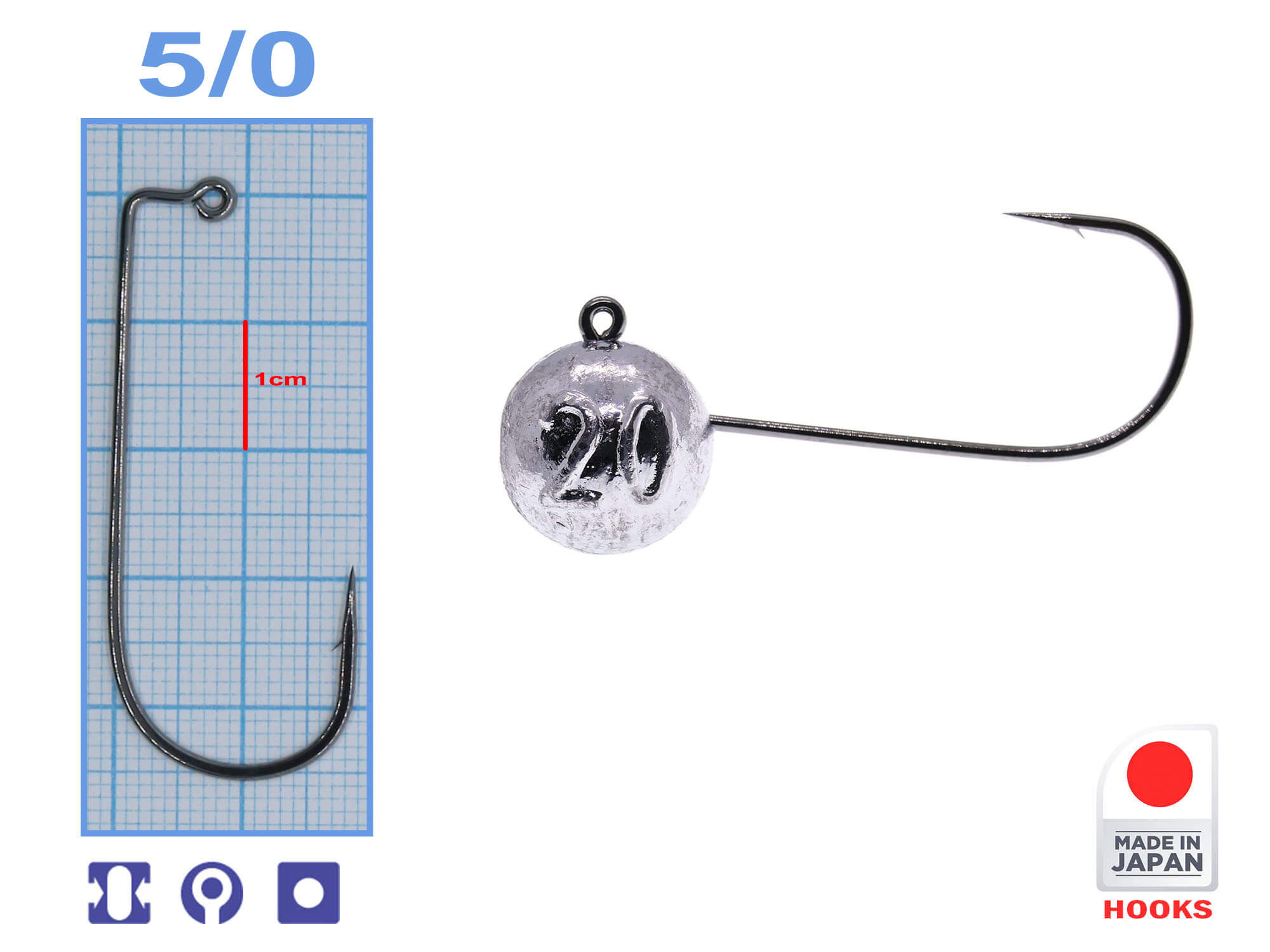 M-MJIG50-20 M.Hooks MicroJig Bila, marime 5/0, 20gr (5buc/plic)