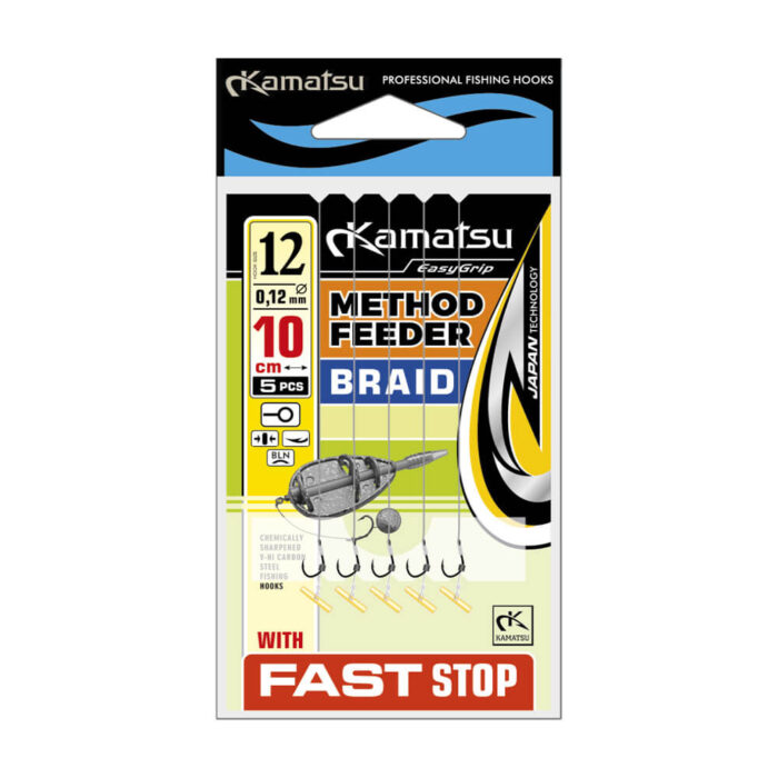 Kamatsu carlige pentru Method Feeder + Fast Stop model Iseama legate cu fir textil 10cm (5buc/plic) - imagine 4