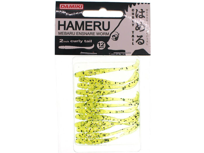 Damiki Hameru Curly Tail 5CM (2 inch), 012 (Chartreuse Silver), 12buc/plic - imagine 2