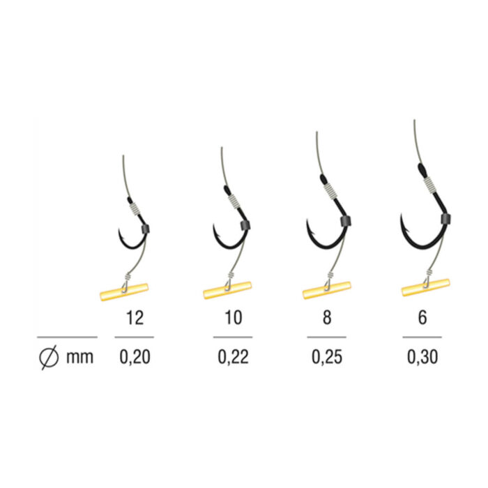Kamatsu carlige Iseama legate cu fir monofilament 10cm pentru Method Feeder + Fast Stop, #6 (5buc/plic) - imagine 5