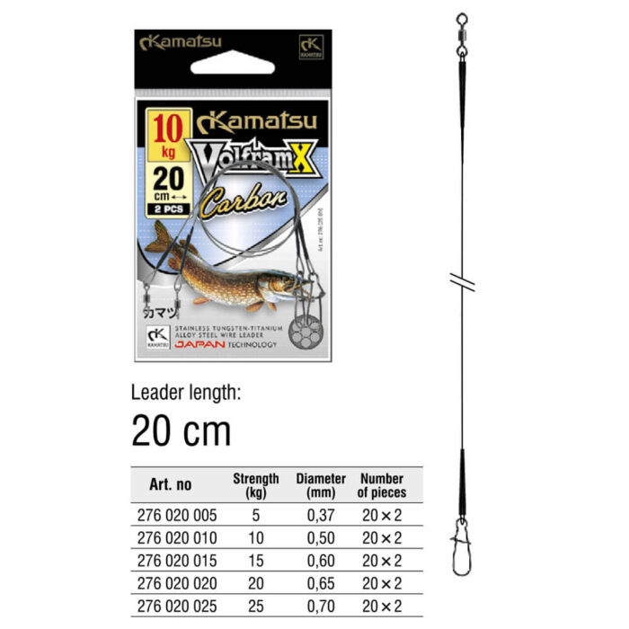 Kamatsu strune rapitor WolframX Carbon 40cm, 20kg, 0.65mm (2buc/plic) - imagine 2